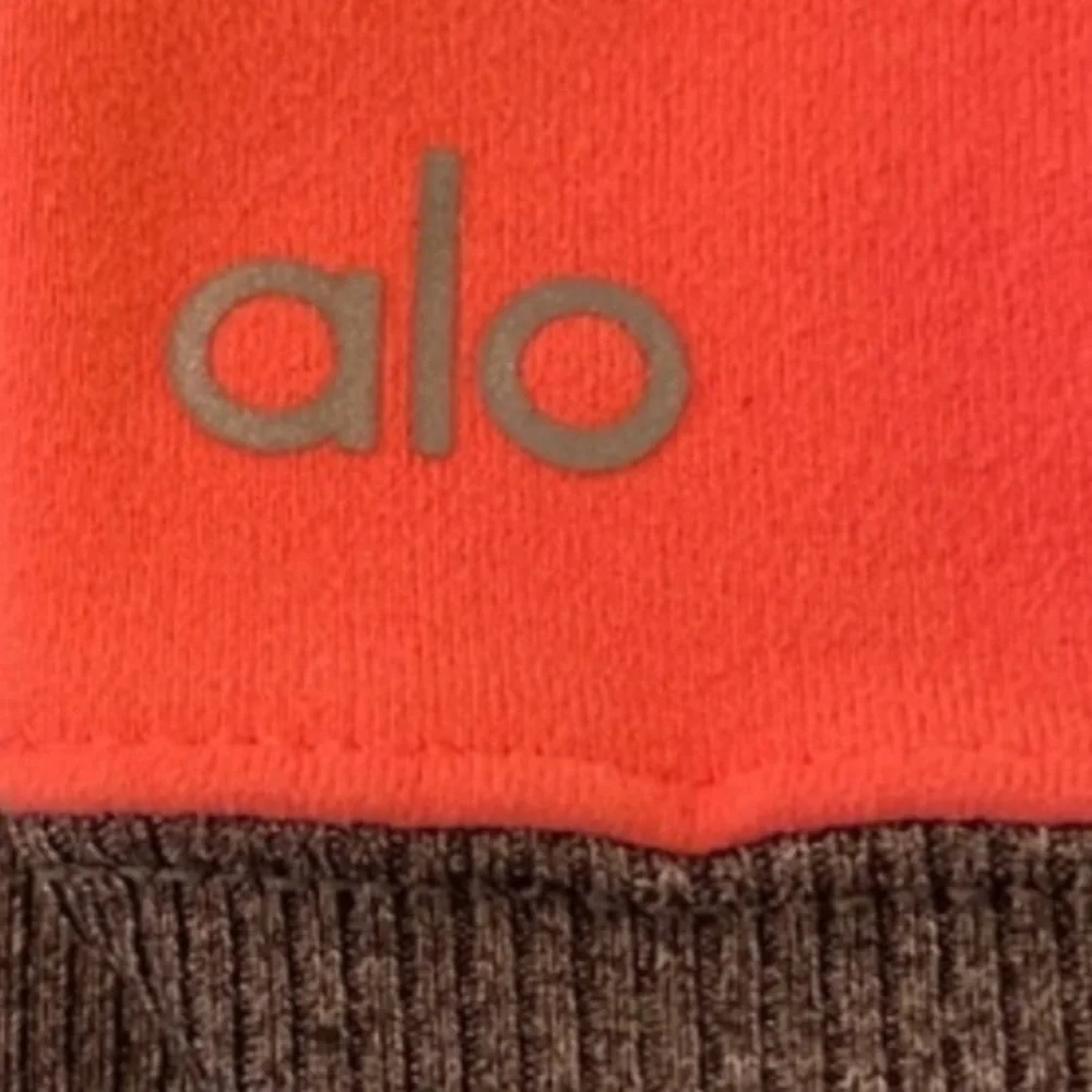 Alo Yoga Ice Goddess Ribbed Legging Coral Gray Extra Long Stretch Athletic Pants
